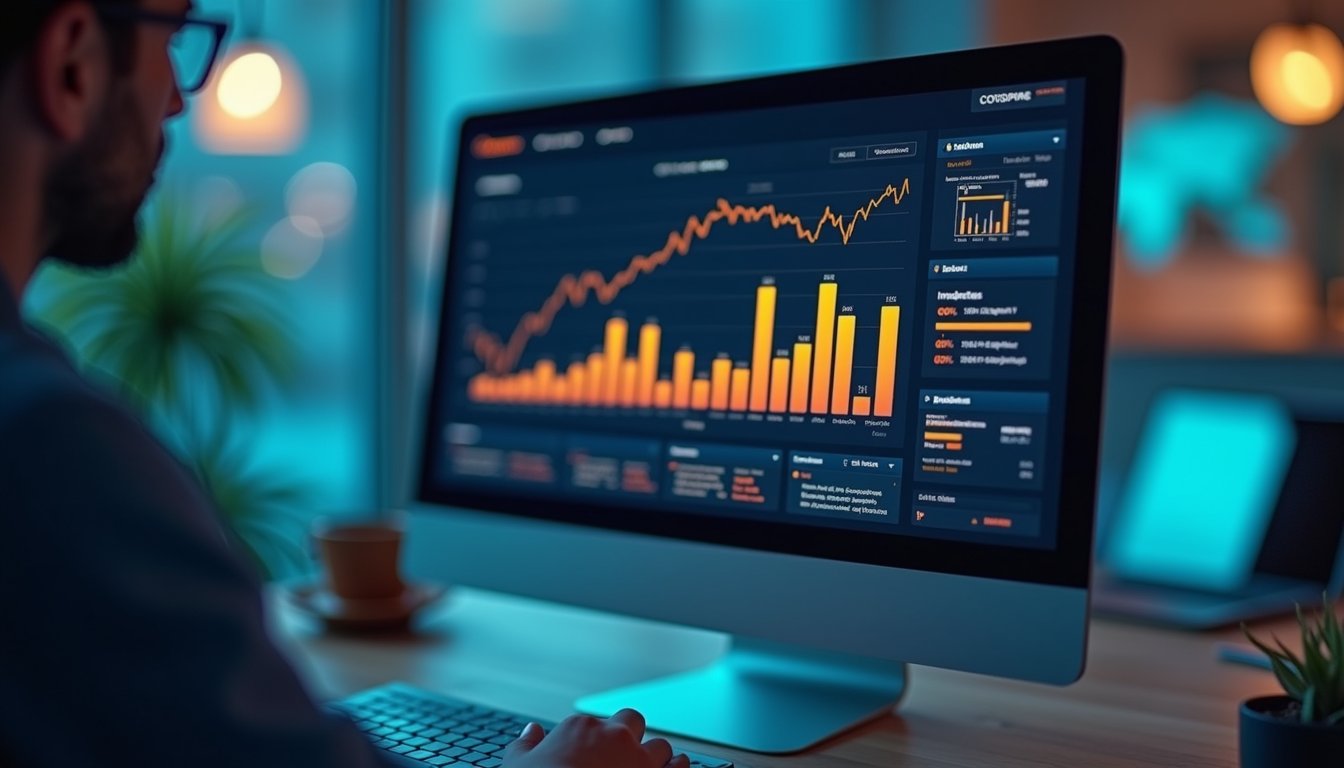 Close-up view of a computer screen displaying automated marketing campaign analytics